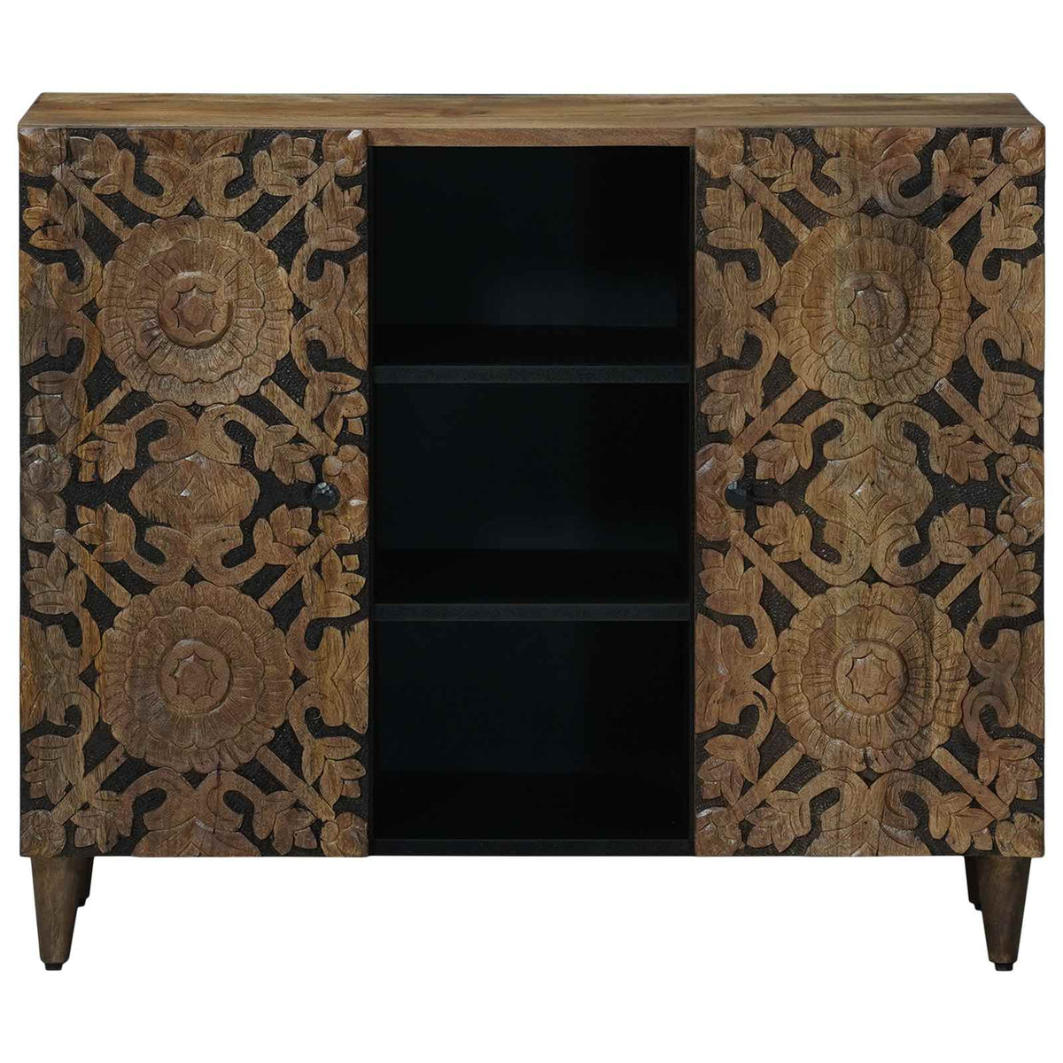 vidaXL Dressoir met plank Wit 90 x 33,5 x 75 cm Massief Mango Hout