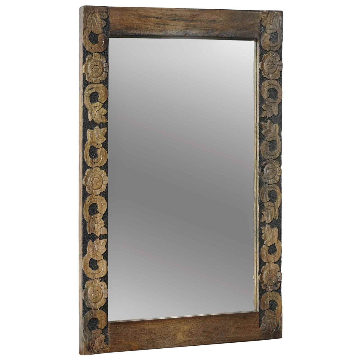 vidaXL Badkamer Spiegel Wit 50 x 70 x 3 cm Massief Mango Hout