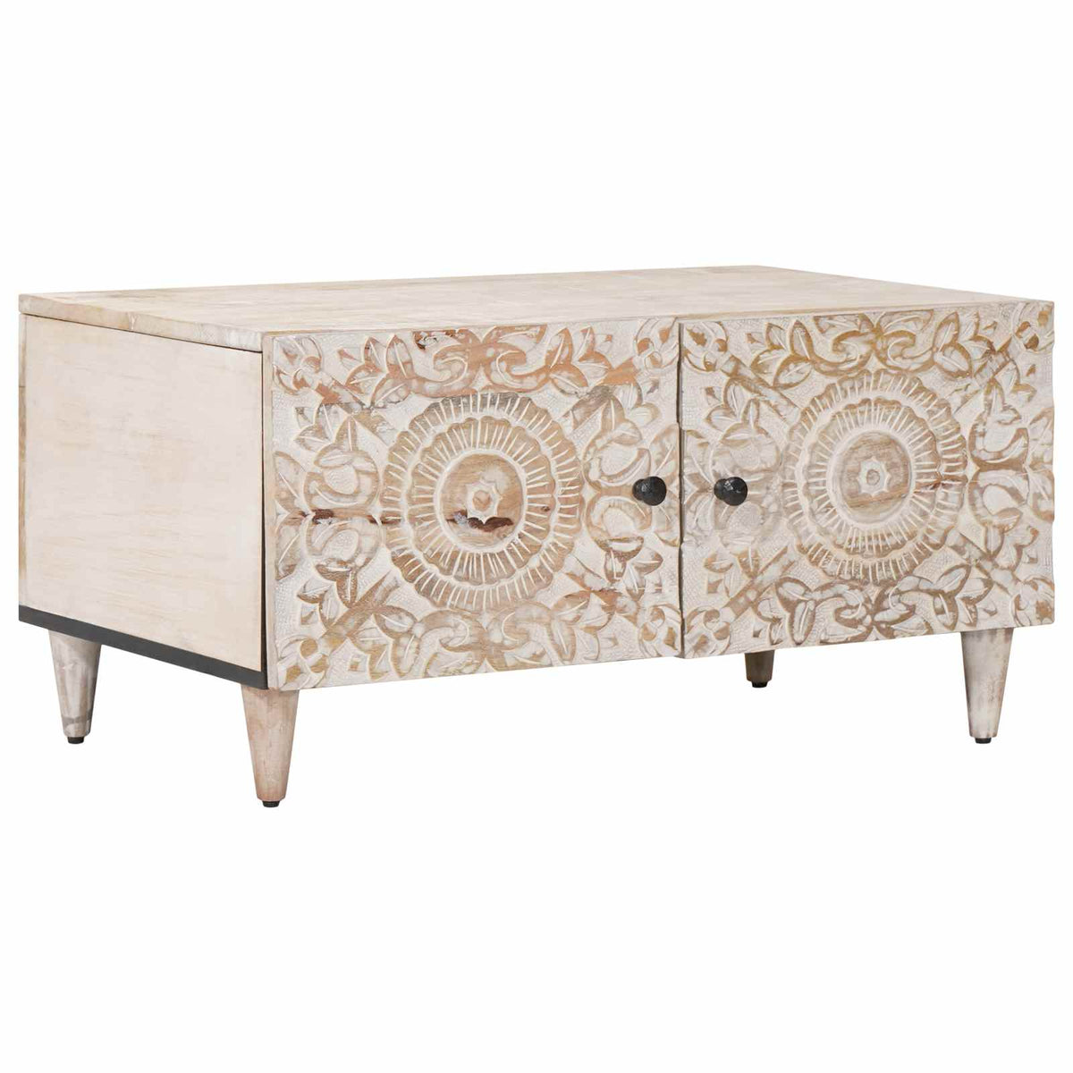 vidaXL Salontafel Wit 80 x 50 x 40 cm Massief Mango Hout