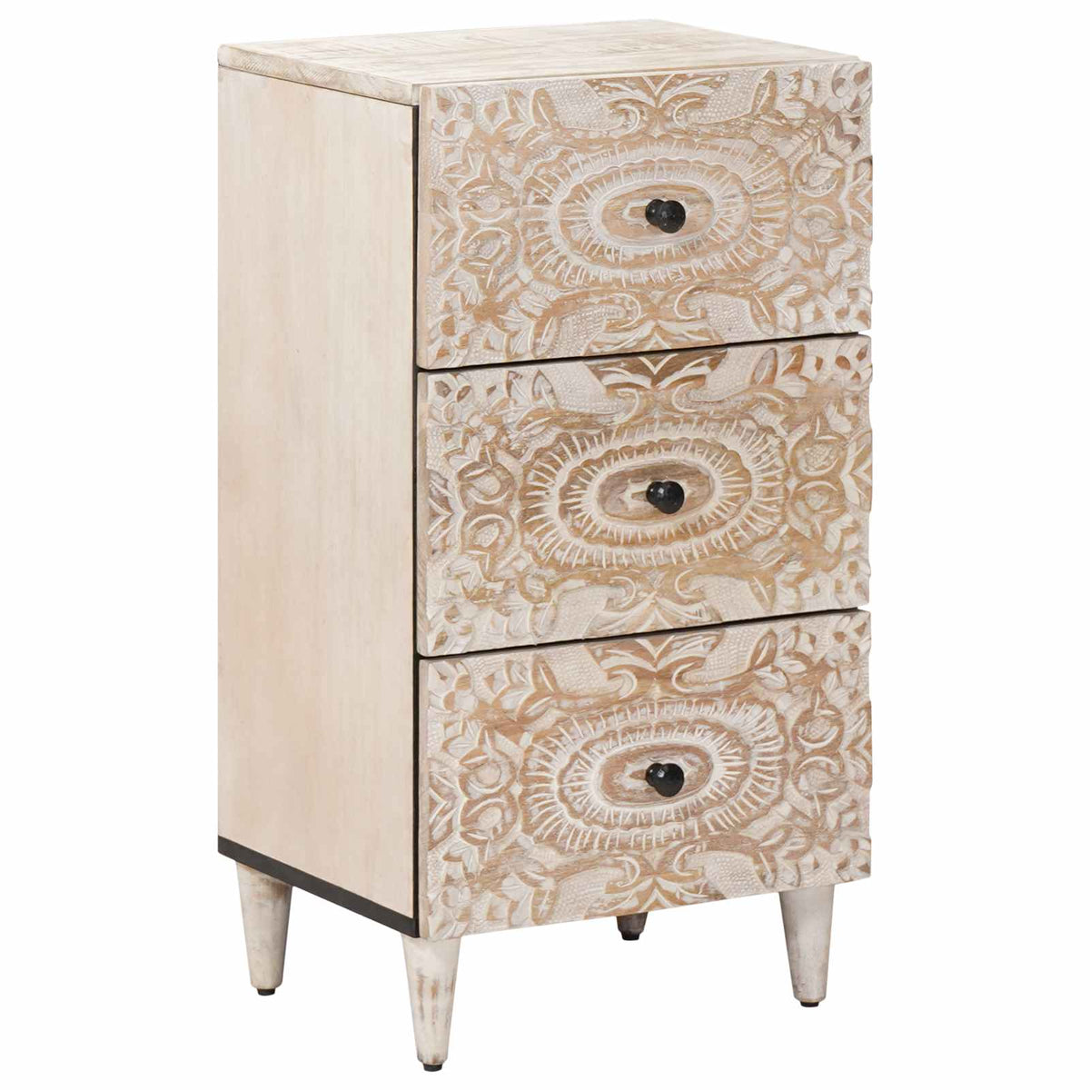 vidaXL Dressoir met lade Wit 40 x 33,5 x 75 cm Massief Mango Hout