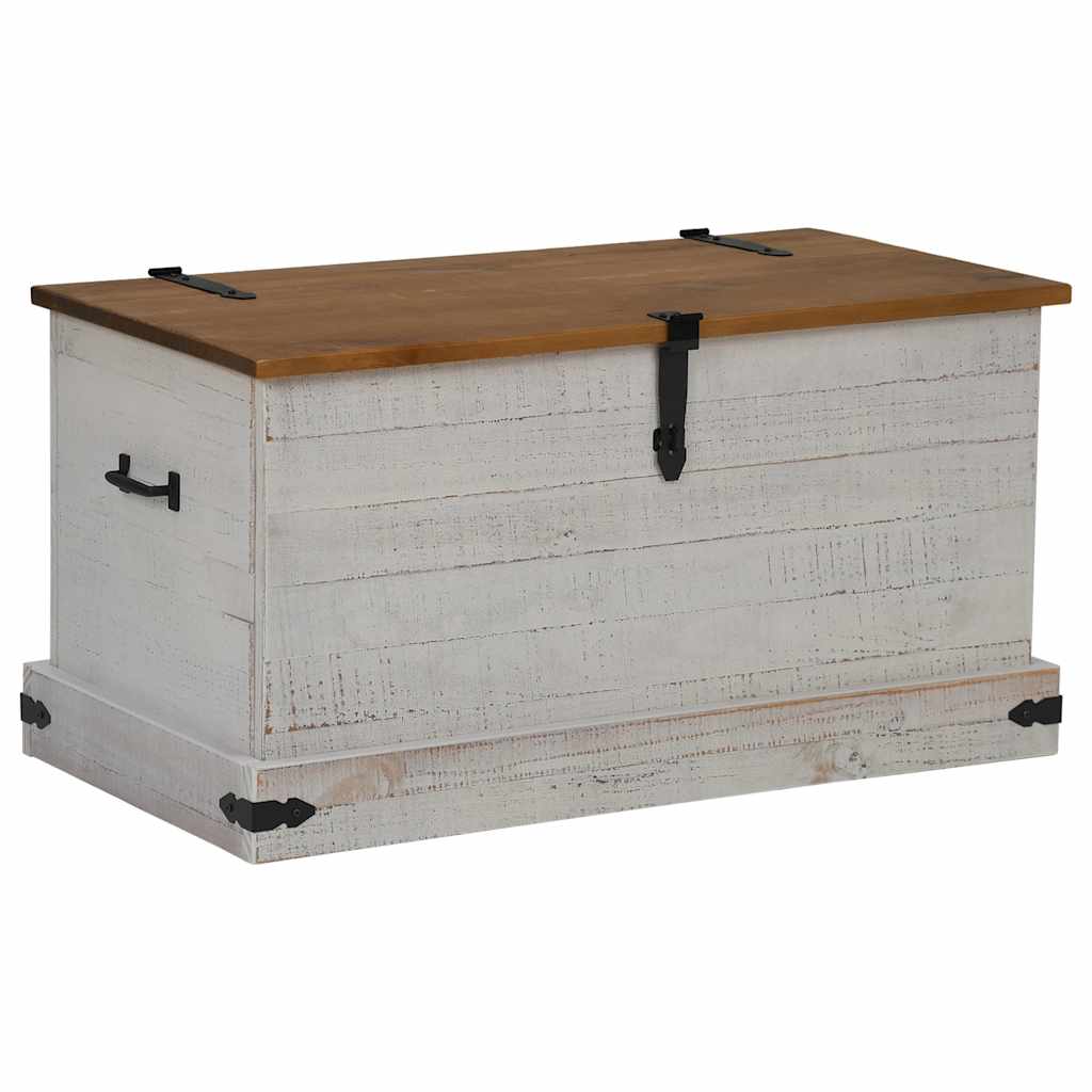 vidaXL Opbergkist HALDEN zwart 91x48x47 cm massief grenenhout - Aashly