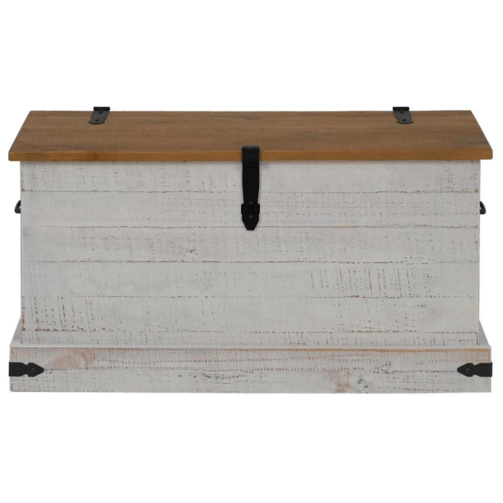 vidaXL Opbergkist HALDEN zwart 91x48x47 cm massief grenenhout - Aashly