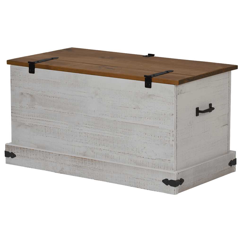 vidaXL Opbergkist HALDEN zwart 91x48x47 cm massief grenenhout - Aashly