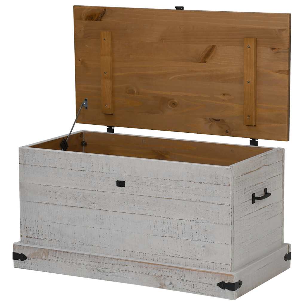 vidaXL Opbergkist HALDEN zwart 91x48x47 cm massief grenenhout - Aashly