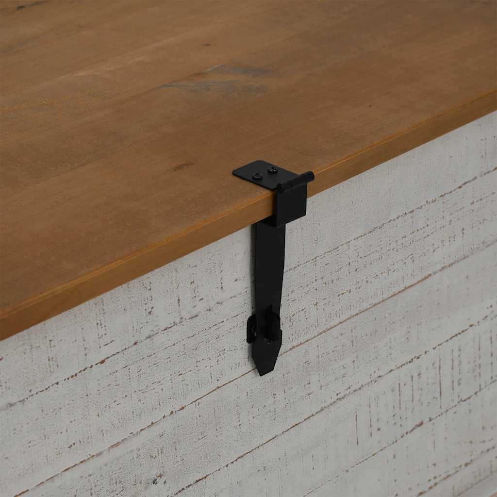 vidaXL Opbergkist HALDEN zwart 91x48x47 cm massief grenenhout - Aashly