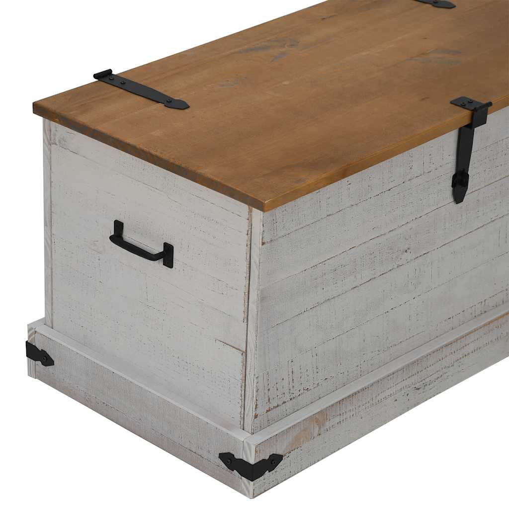 vidaXL Opbergkist HALDEN zwart 91x48x47 cm massief grenenhout - Aashly
