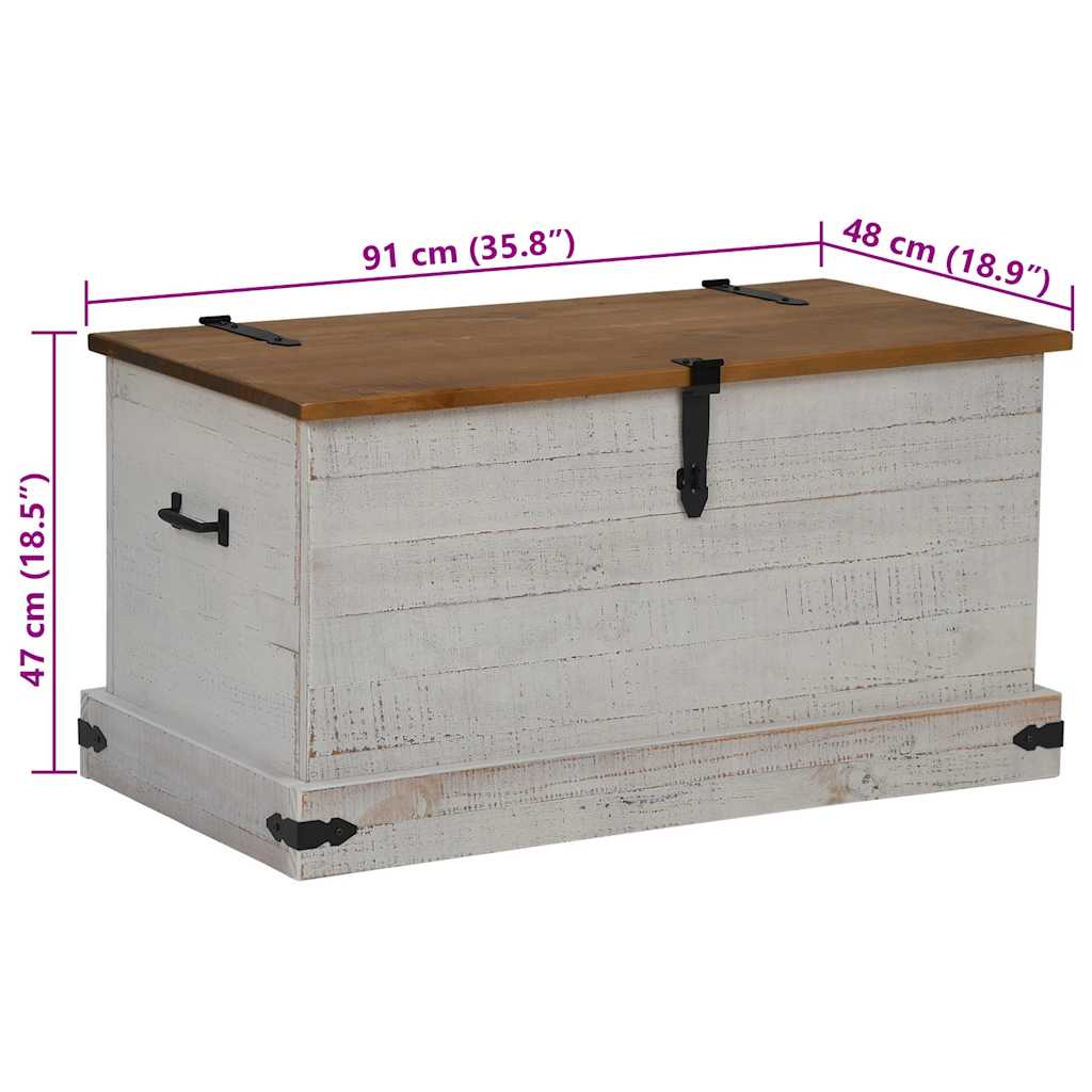 vidaXL Opbergkist HALDEN zwart 91x48x47 cm massief grenenhout - Aashly