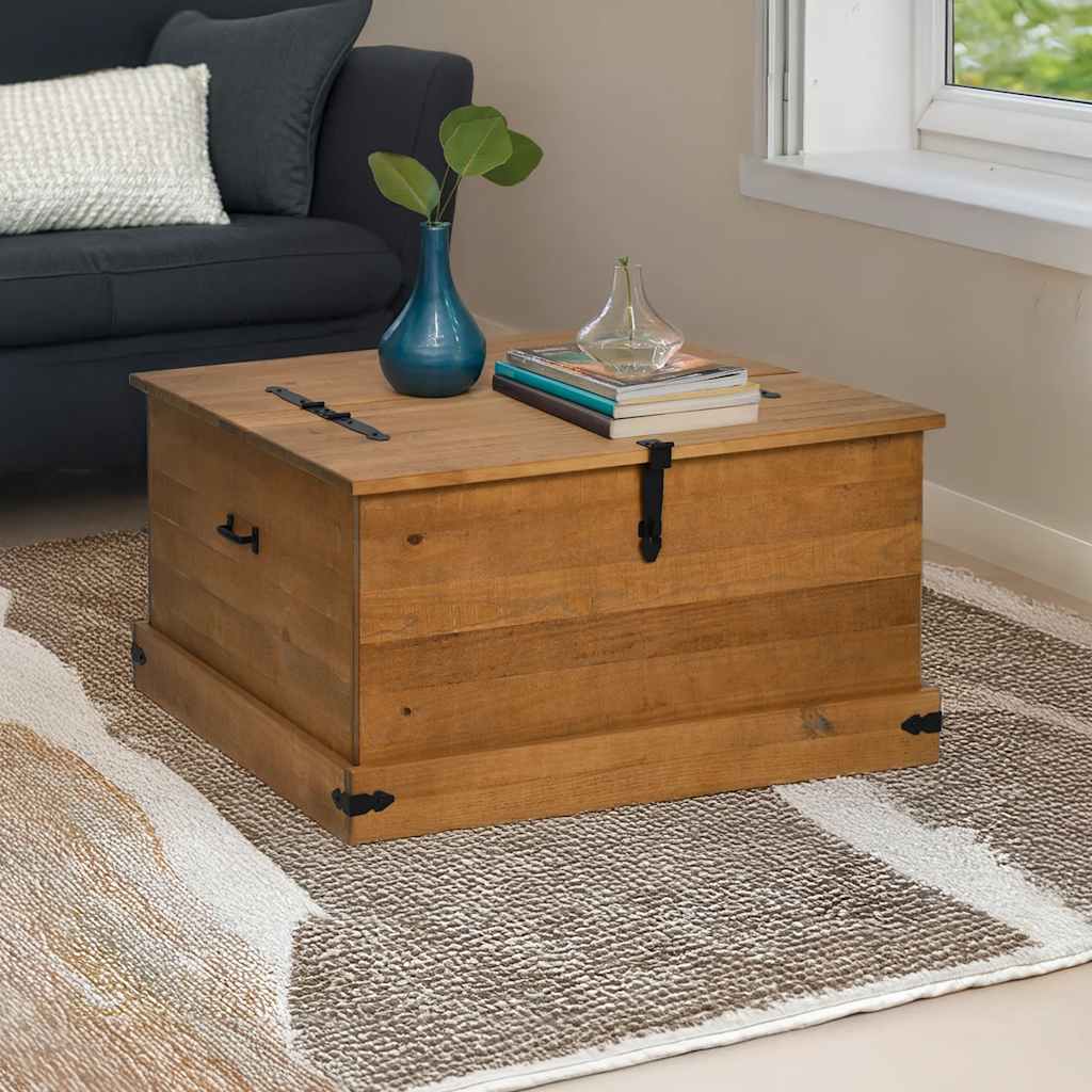 vidaXL Opbergkist HALDEN wit 91x91x47 cm massief grenenhout - Aashly