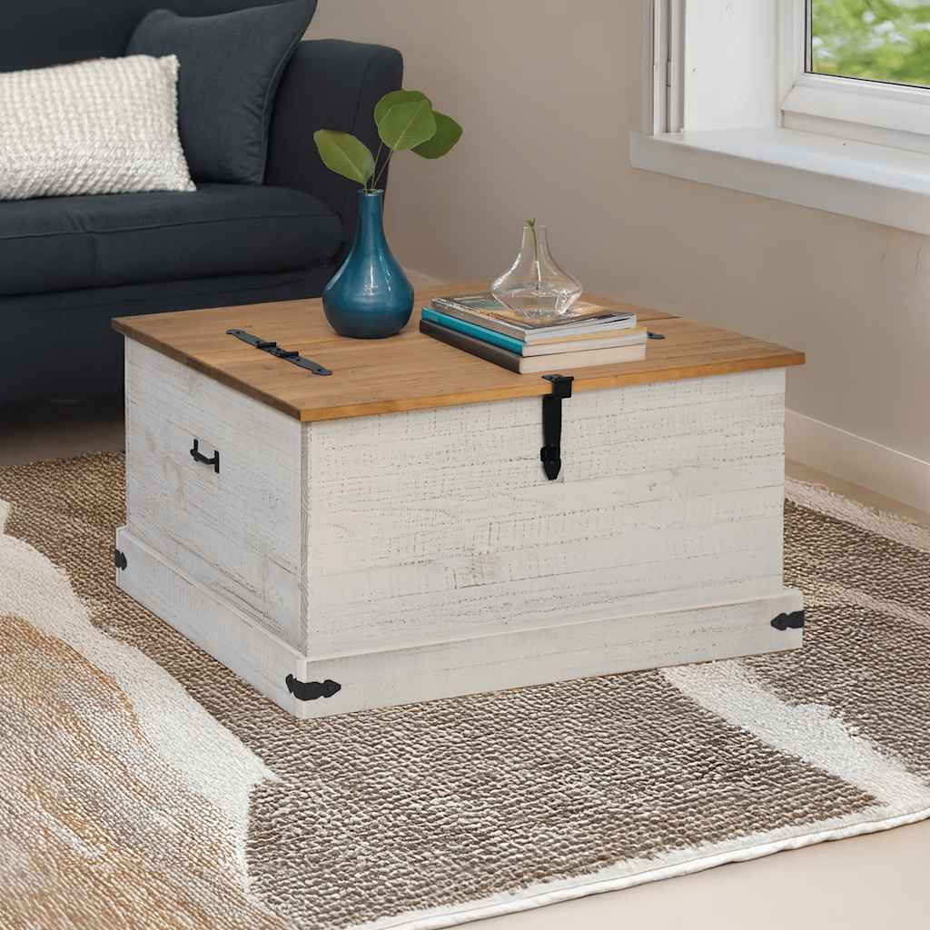 vidaXL Opbergkist HALDEN wit 91x91x47 cm massief grenenhout - Aashly