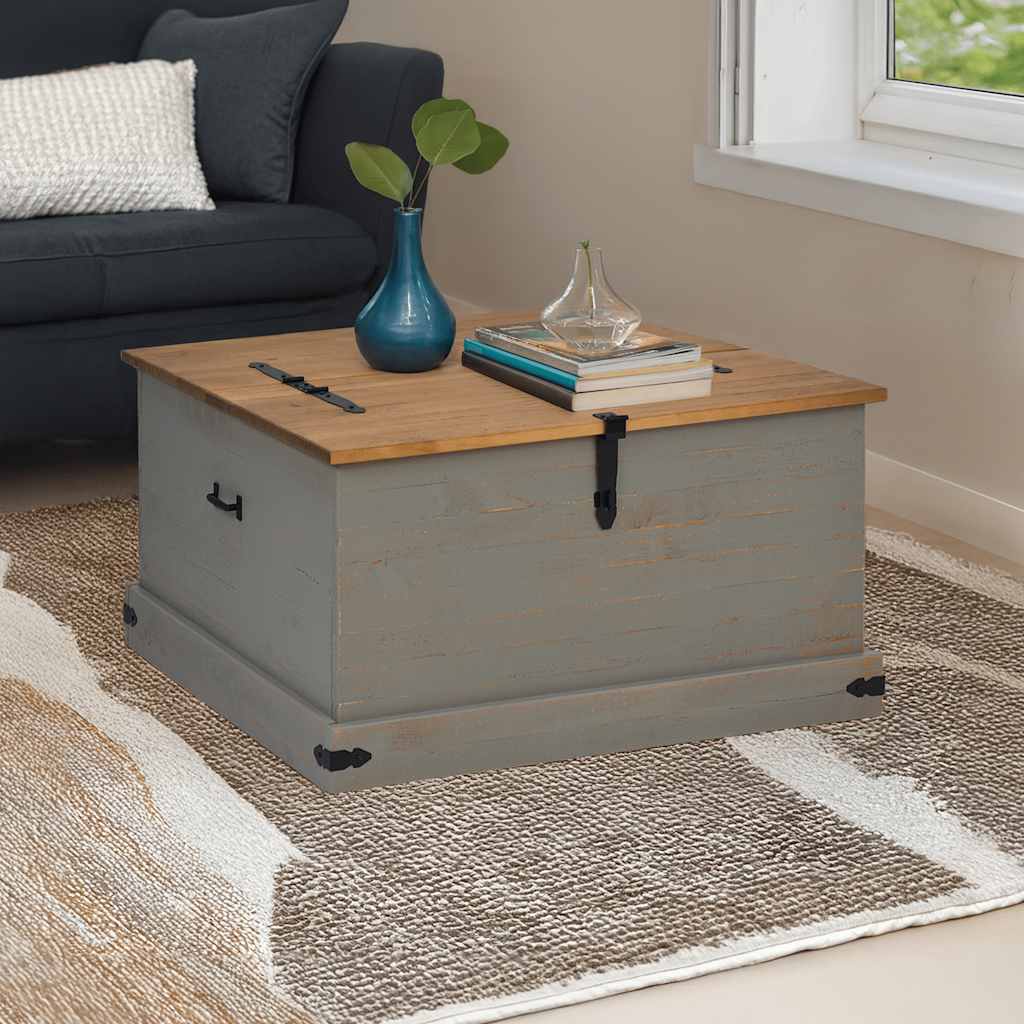 vidaXL Opbergkist HALDEN wit 91x91x47 cm massief grenenhout - Aashly