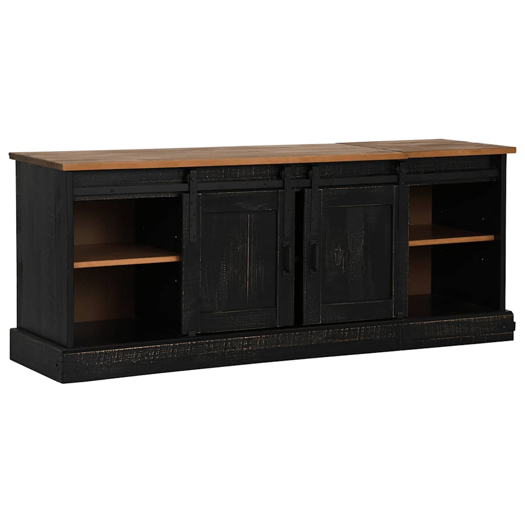 vidaXL Tv-meubel HALDEN 2 schuifdeuren 150x40x60 cm massief hout zwart