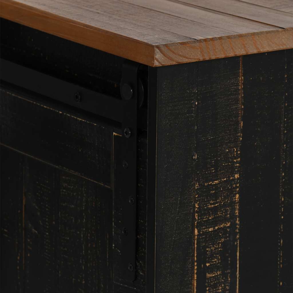 vidaXL Tv-meubel HALDEN 2 schuifdeuren 150x40x60 cm massief hout zwart