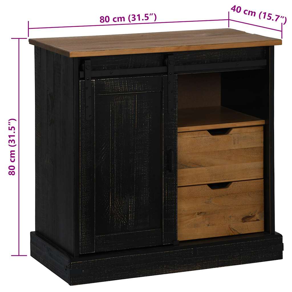 vidaXL Dressoir HALDEN met schuifdeur 80x40x80 cm massief hout grijs - Aashly