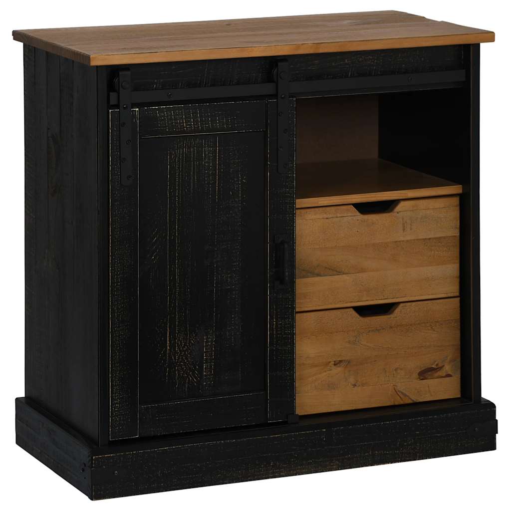 vidaXL Dressoir HALDEN met schuifdeur 80x40x80 cm massief hout grijs - Aashly