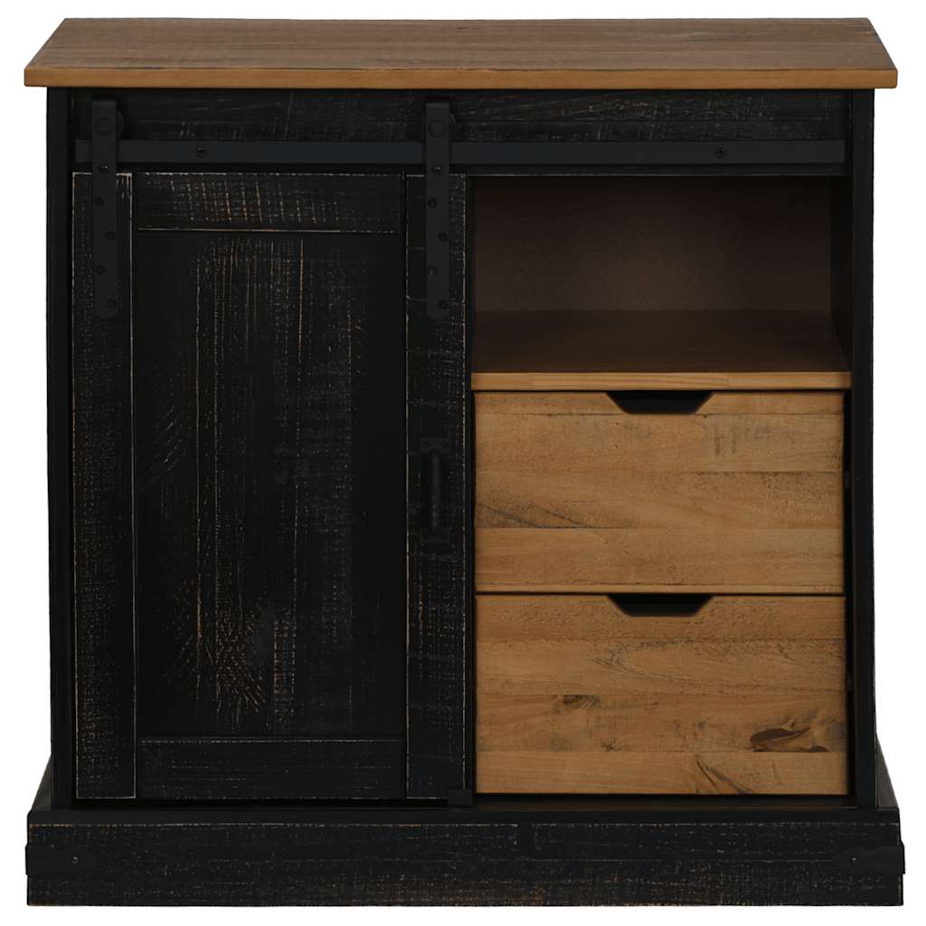 vidaXL Dressoir HALDEN met schuifdeur 80x40x80 cm massief hout grijs - Aashly