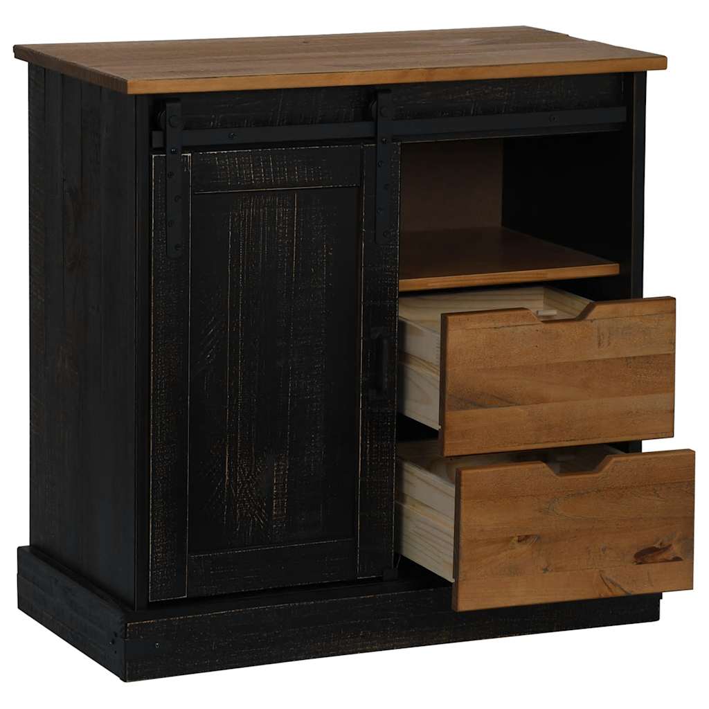vidaXL Dressoir HALDEN met schuifdeur 80x40x80 cm massief hout grijs - Aashly