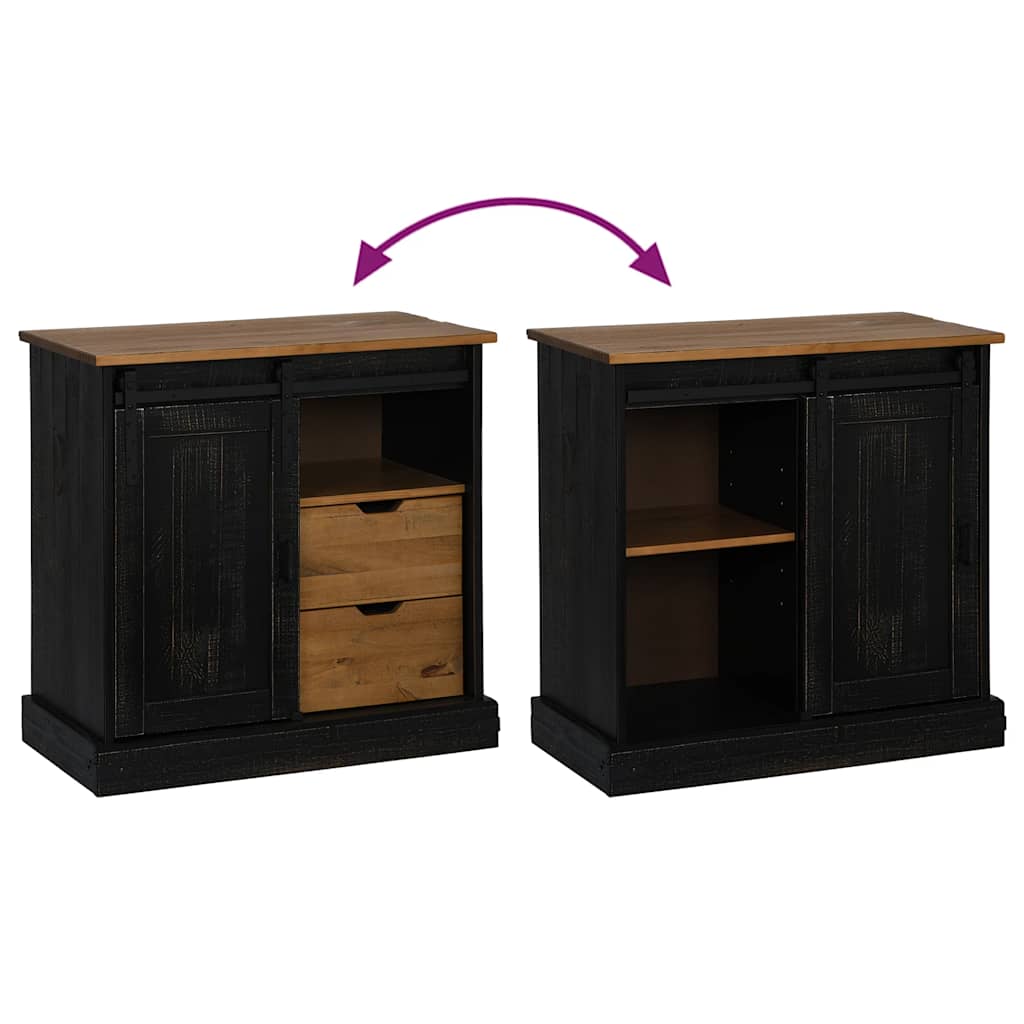 vidaXL Dressoir HALDEN met schuifdeur 80x40x80 cm massief hout grijs - Aashly