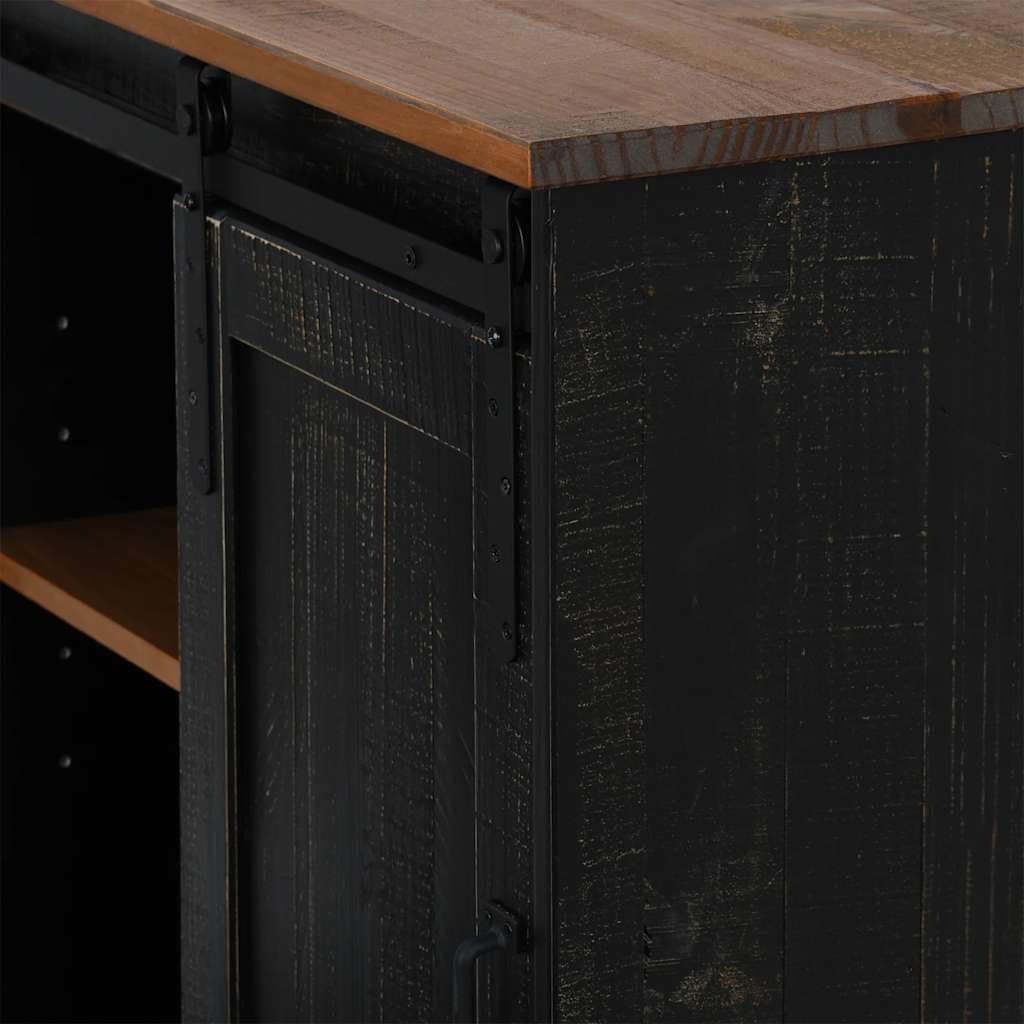 vidaXL Dressoir HALDEN met schuifdeur 80x40x80 cm massief hout grijs - Aashly