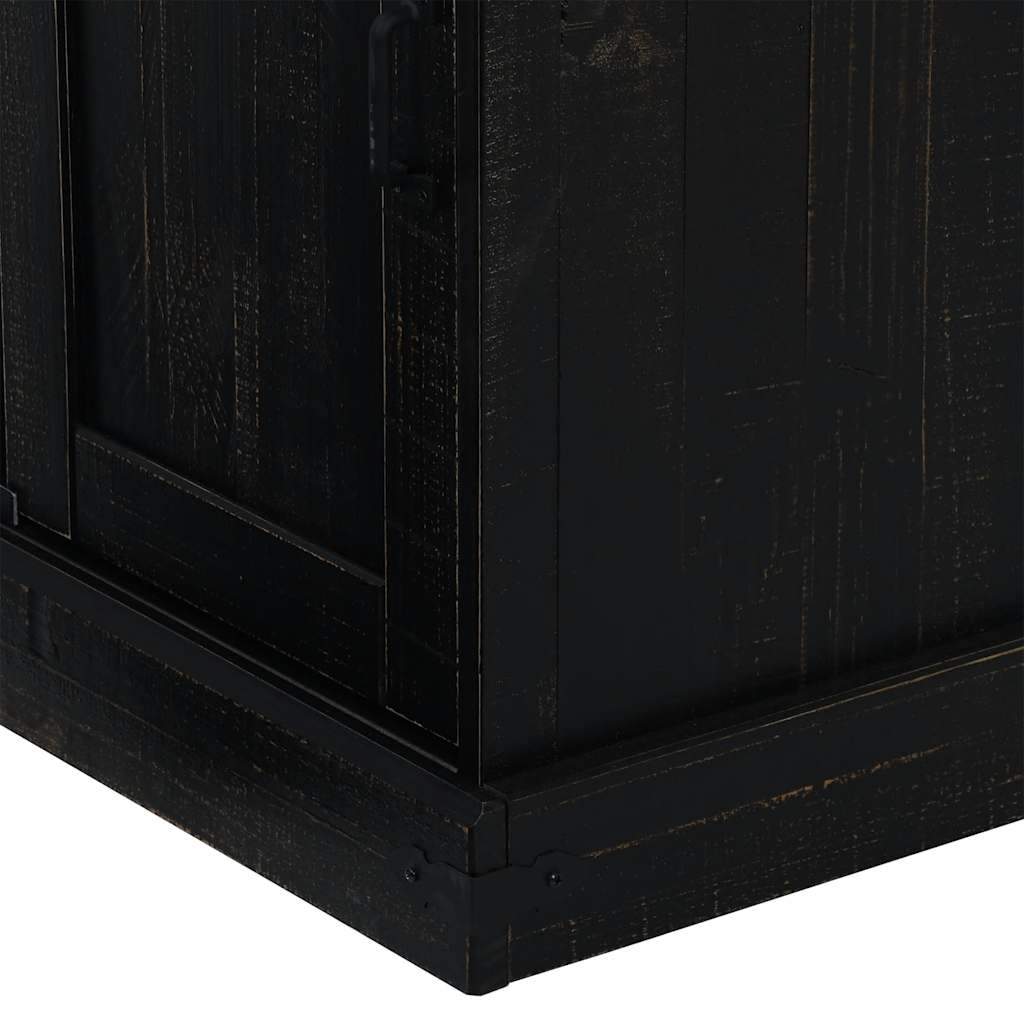 vidaXL Dressoir HALDEN met schuifdeur 80x40x80 cm massief hout grijs - Aashly