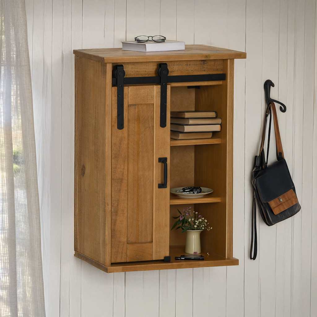vidaXL Hangkast HALDEN met schuifdeur 49x22,5x70 cm grenenhout wit - Aashly