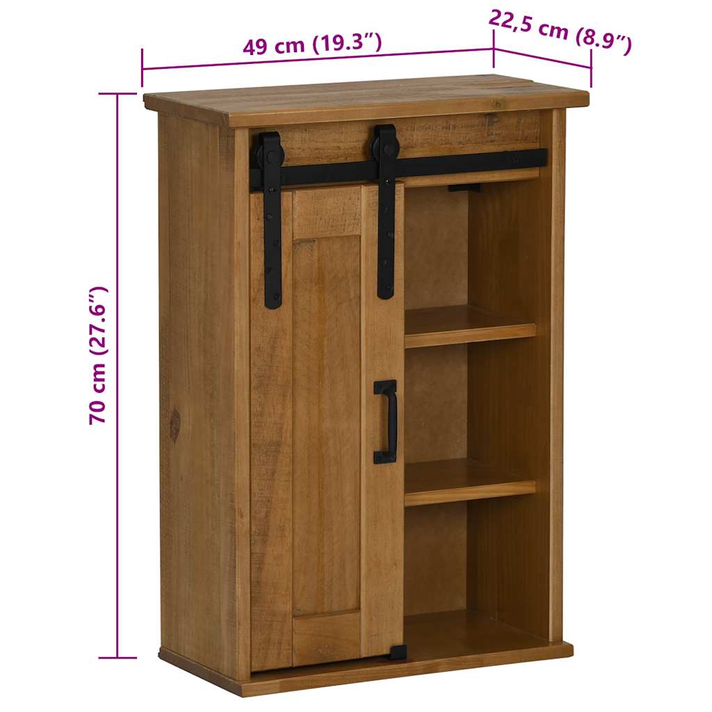 vidaXL Hangkast HALDEN met schuifdeur 49x22,5x70 cm grenenhout wit - Aashly