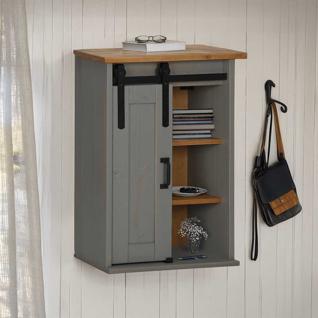 vidaXL Hangkast HALDEN met schuifdeur 49x22,5x70 cm grenenhout wit - Aashly
