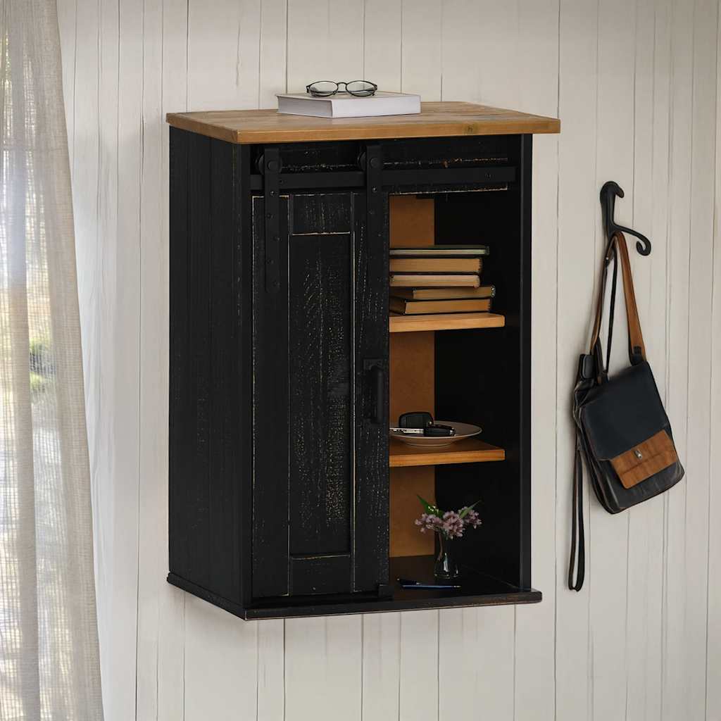 vidaXL Hangkast HALDEN met schuifdeur 49x22,5x70 cm grenenhout wit - Aashly