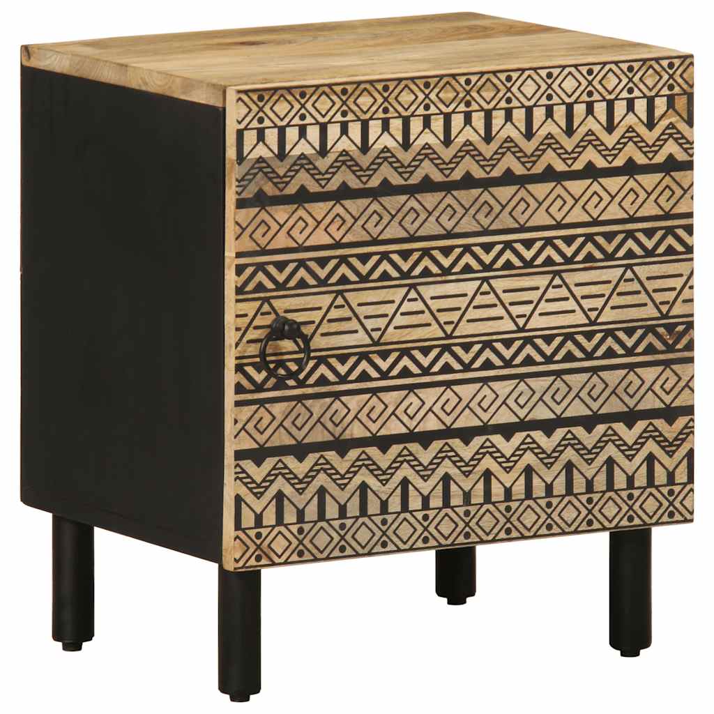 vidaXL Nachtkastje 40x33,5x46 cm massief ruw mangohout zwart - Aashly