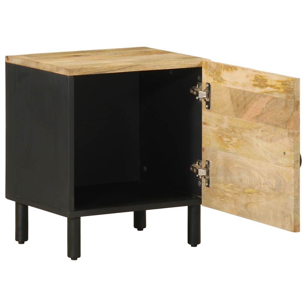 vidaXL Nachtkastje 40x33,5x46 cm massief ruw mangohout zwart - Aashly