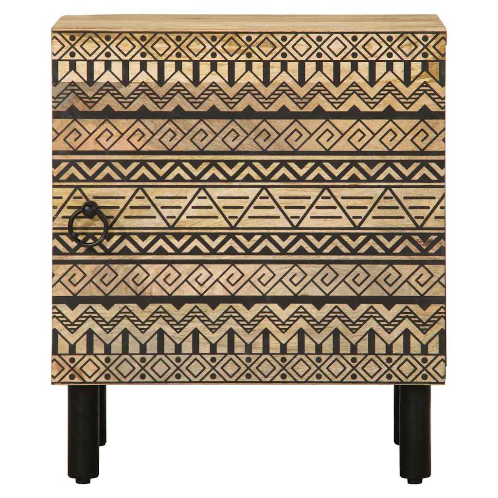vidaXL Nachtkastje 40x33,5x46 cm massief ruw mangohout zwart - Aashly