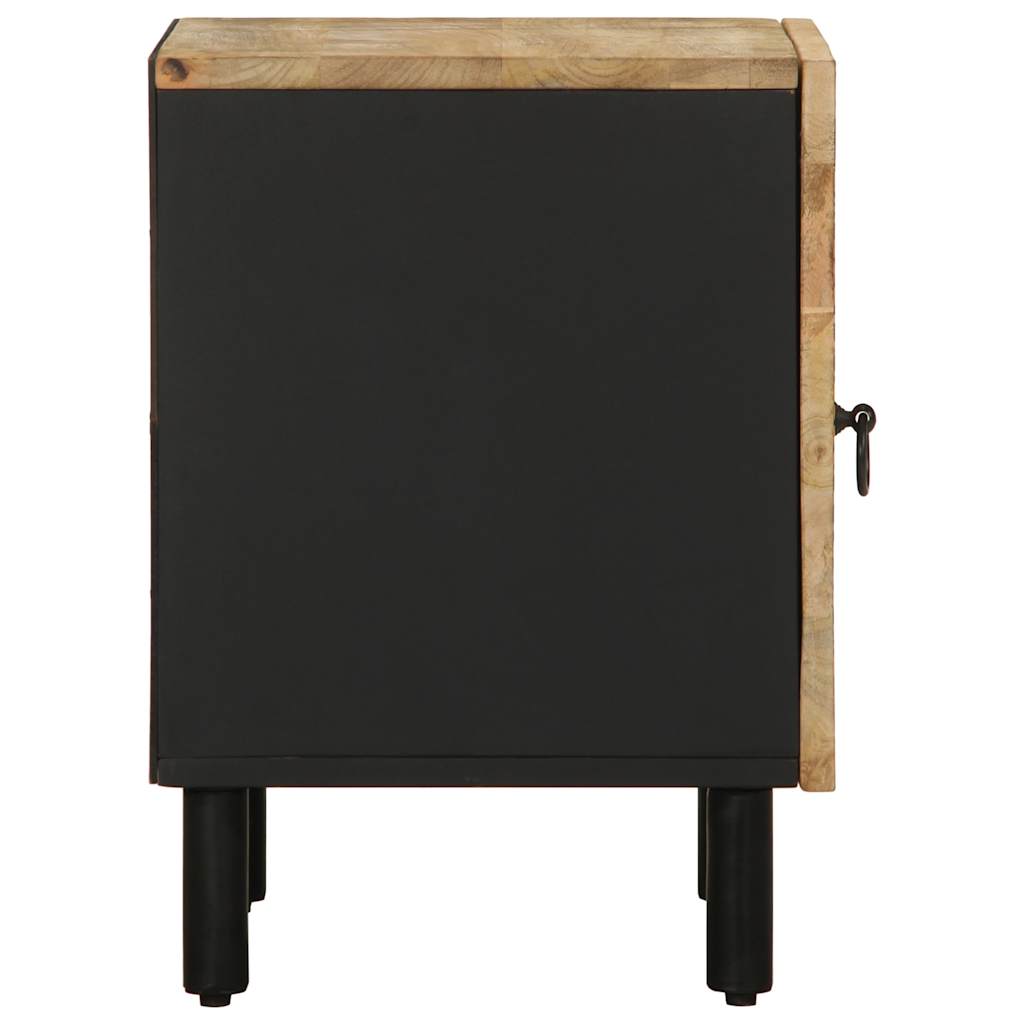 vidaXL Nachtkastje 40x33,5x46 cm massief ruw mangohout zwart - Aashly