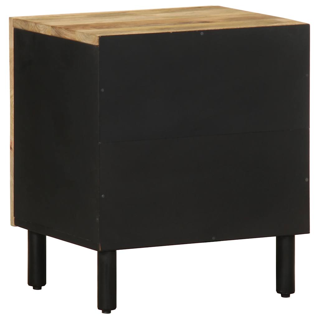 vidaXL Nachtkastje 40x33,5x46 cm massief ruw mangohout zwart - Aashly