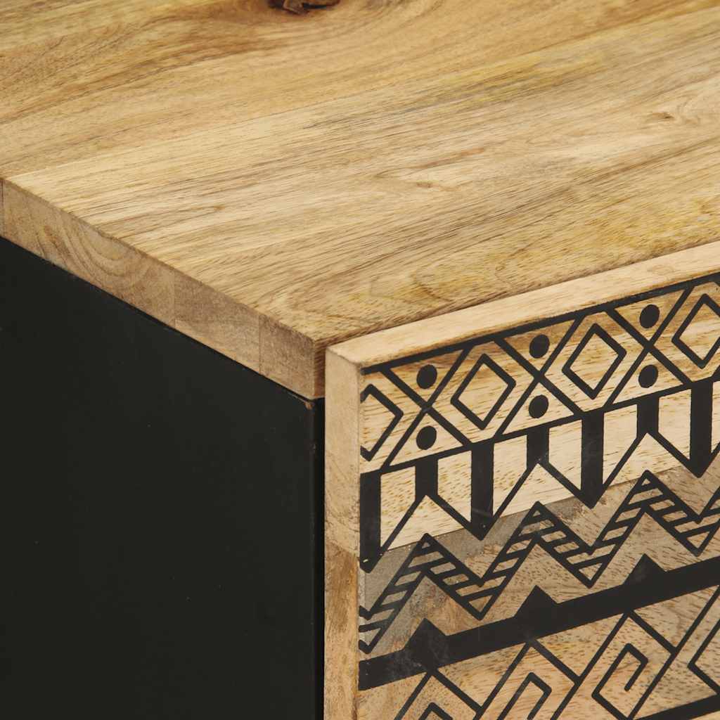 vidaXL Nachtkastje 40x33,5x46 cm massief ruw mangohout zwart - Aashly