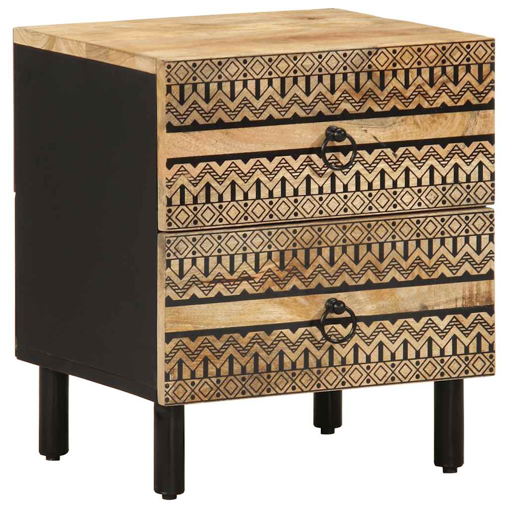 vidaXL Nachtkastje 40x33,5x46 cm massief ruw mangohout zwart - Aashly