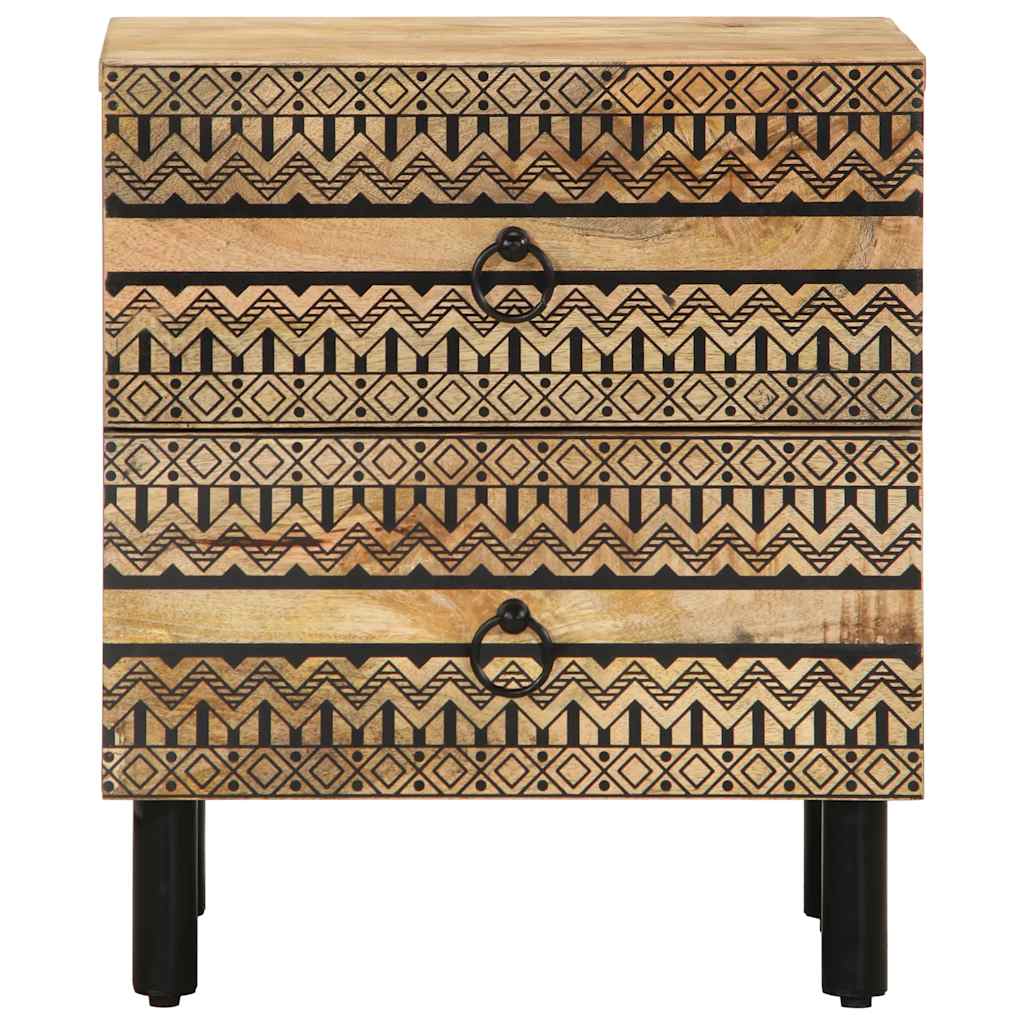 vidaXL Nachtkastje 40x33,5x46 cm massief ruw mangohout zwart - Aashly