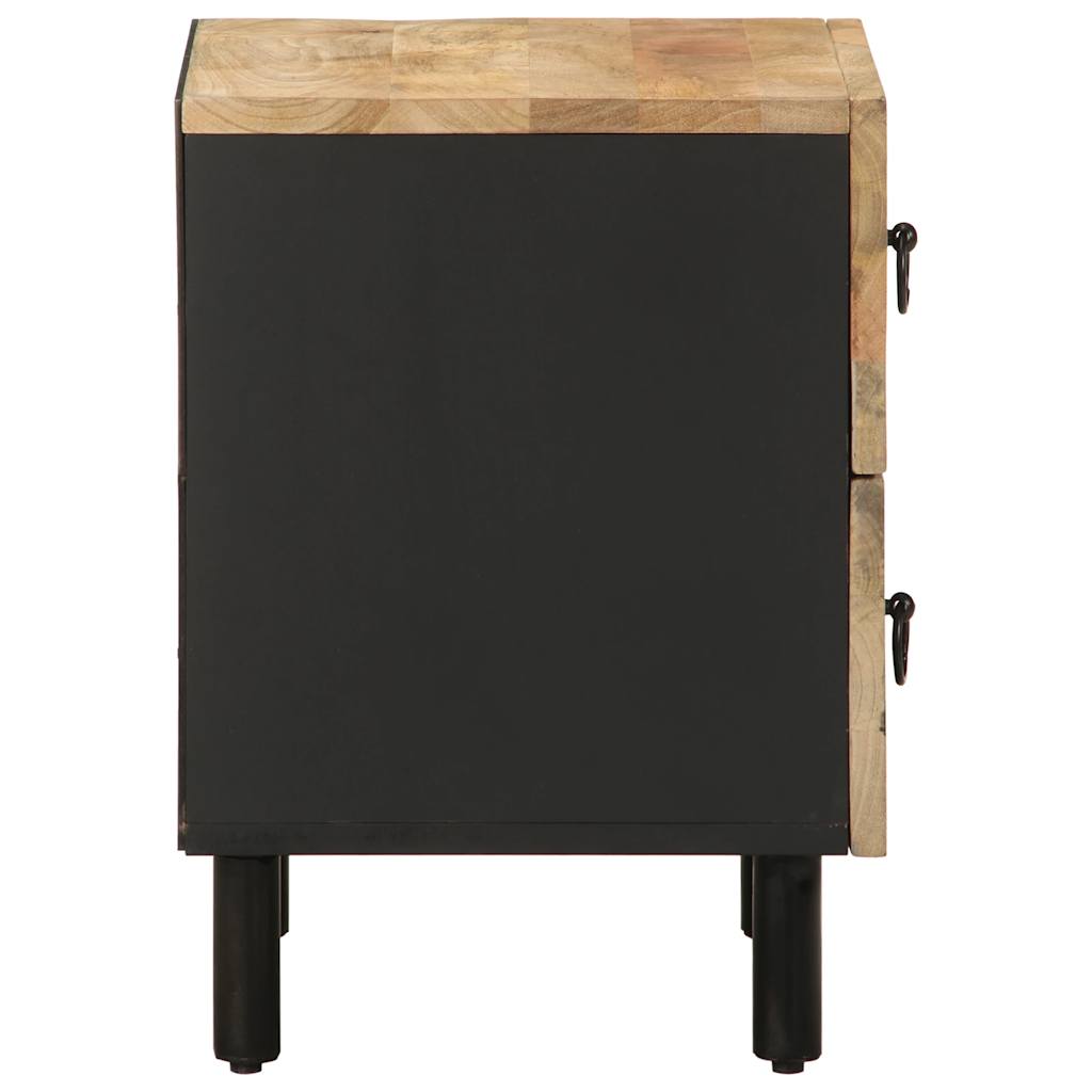 vidaXL Nachtkastje 40x33,5x46 cm massief ruw mangohout zwart - Aashly