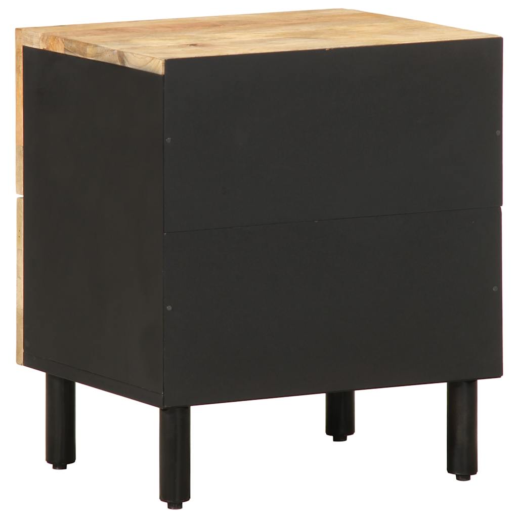 vidaXL Nachtkastje 40x33,5x46 cm massief ruw mangohout zwart - Aashly