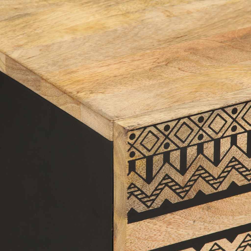 vidaXL Nachtkastje 40x33,5x46 cm massief ruw mangohout zwart - Aashly