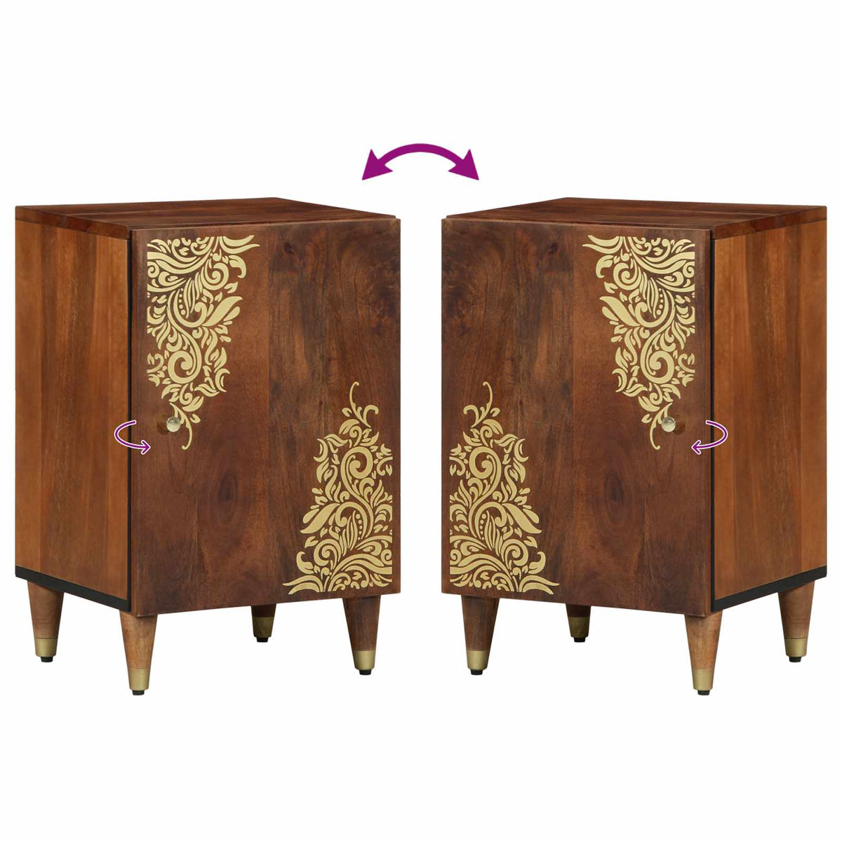 vidaXL Badkamerkast 38x33x58 cm Massief Mangohout