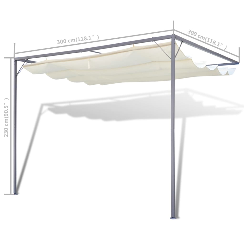 vidaXL Wall-Mounted Pergola with Retractable Roof 3x3x2.3 m