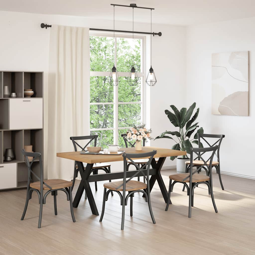 vidaXL Eettafel NOAIN A-vormige poten 180x90x75 cm massief hout - Aashly