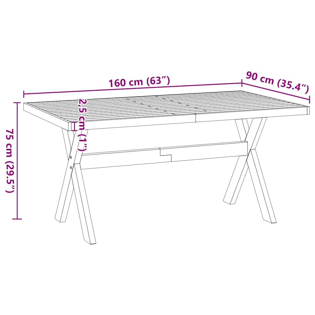 vidaXL Eettafel NOAIN A-vormige poten 180x90x75 cm massief hout - Aashly