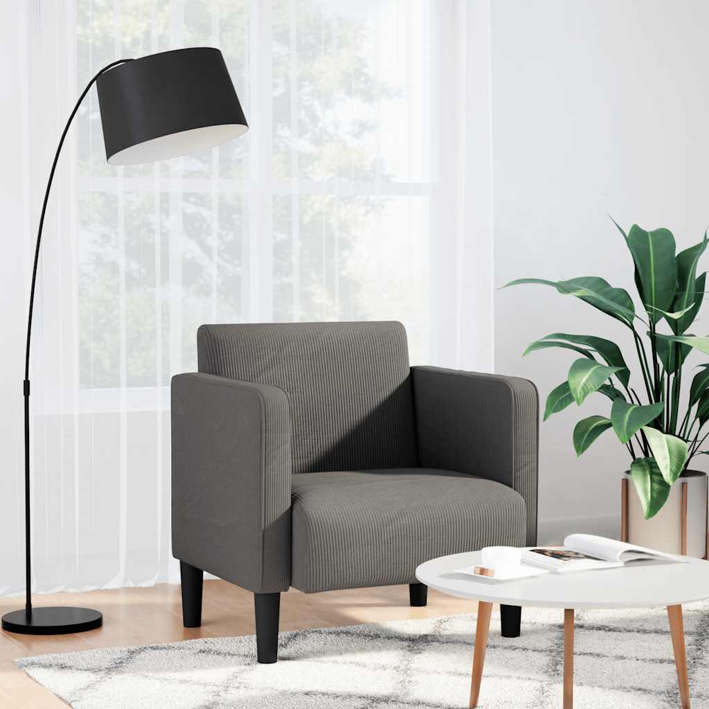 vidaXL Fauteuil met armleuningen 54 cm corduroy stof donkergrijs - Aashly