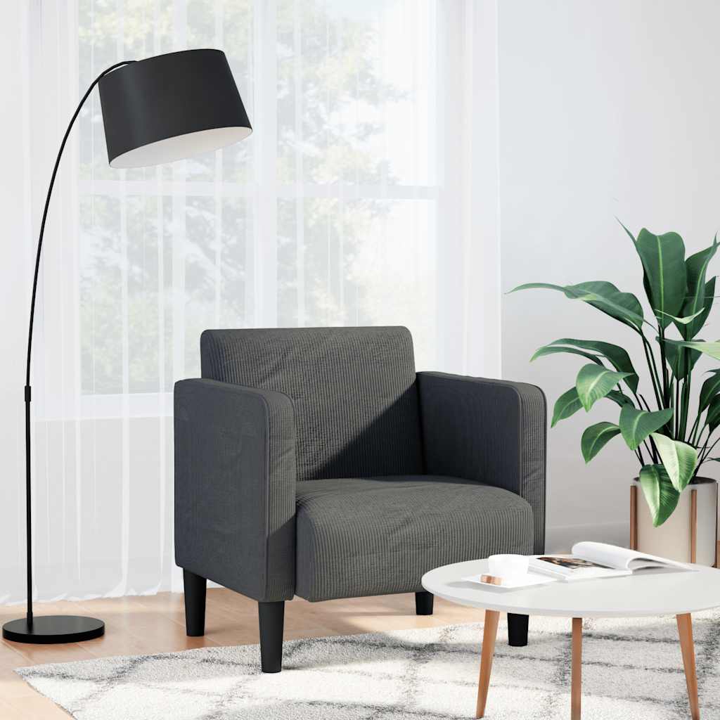 vidaXL Fauteuil met armleuningen 54 cm corduroy stof donkergrijs - Aashly