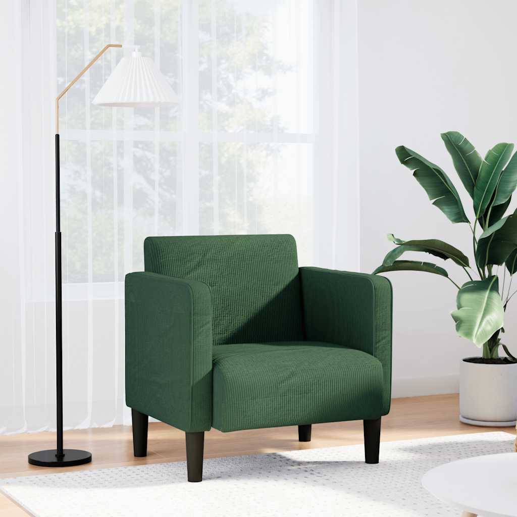 vidaXL Fauteuil met armleuningen 54 cm corduroy stof donkergrijs - Aashly