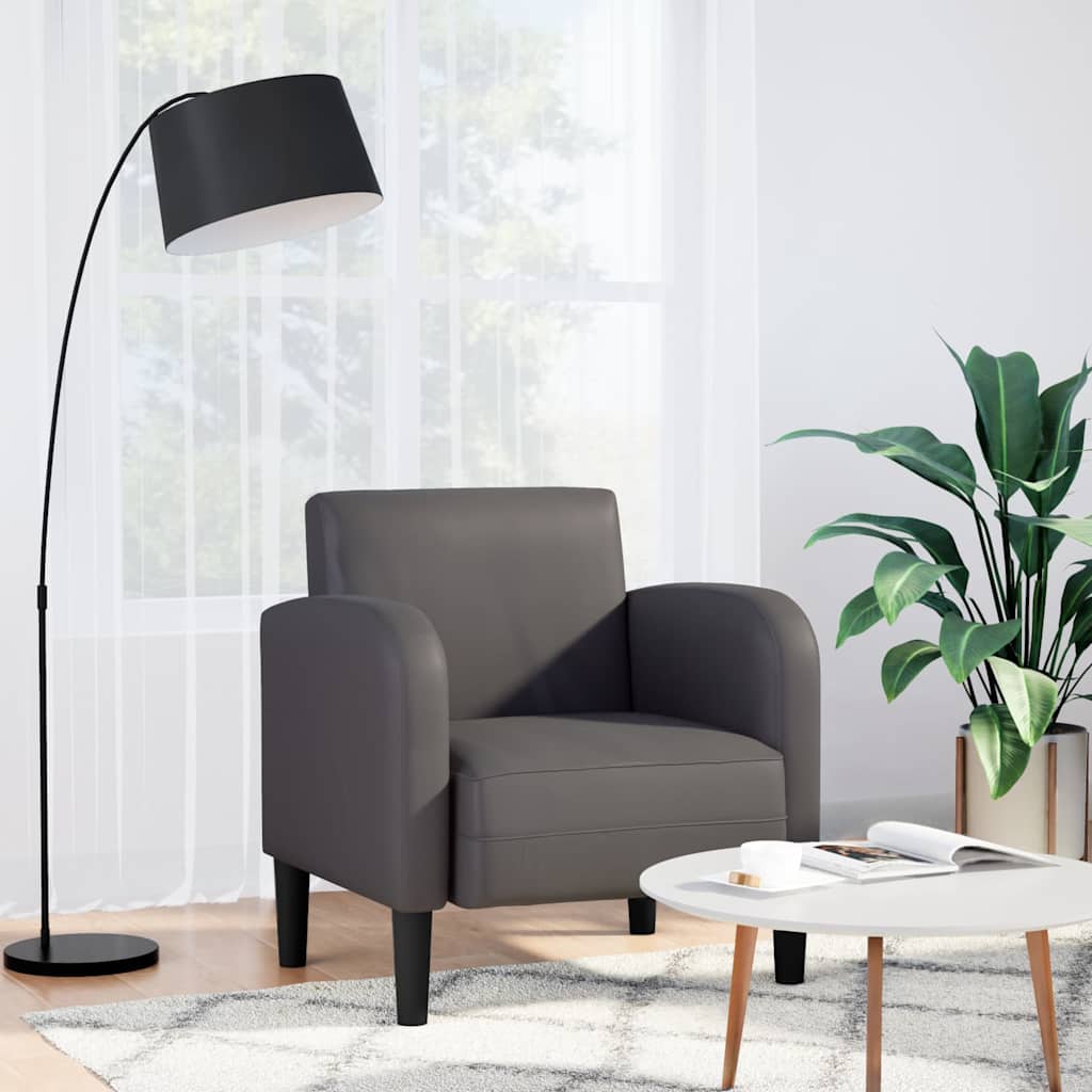 vidaXL Fauteuil met armleuningen 54 cm kunstleer donkergrijs - Aashly