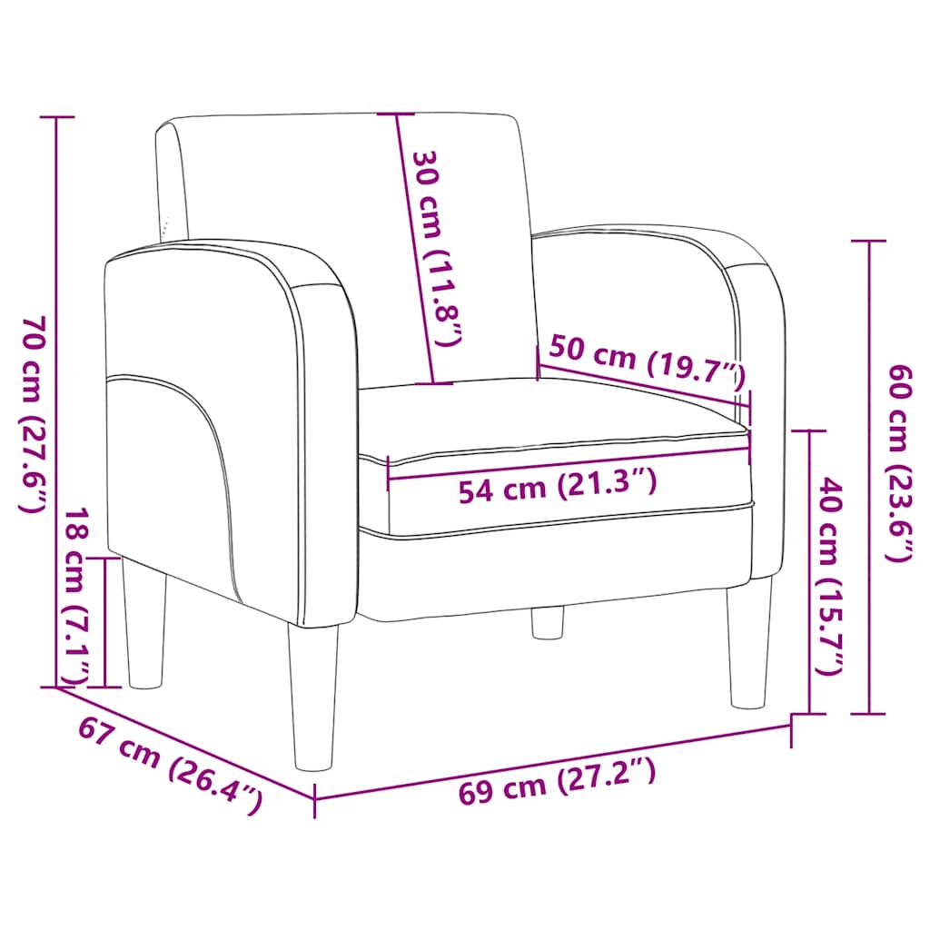 vidaXL Fauteuil met armleuningen 54 cm kunstleer donkergrijs - Aashly