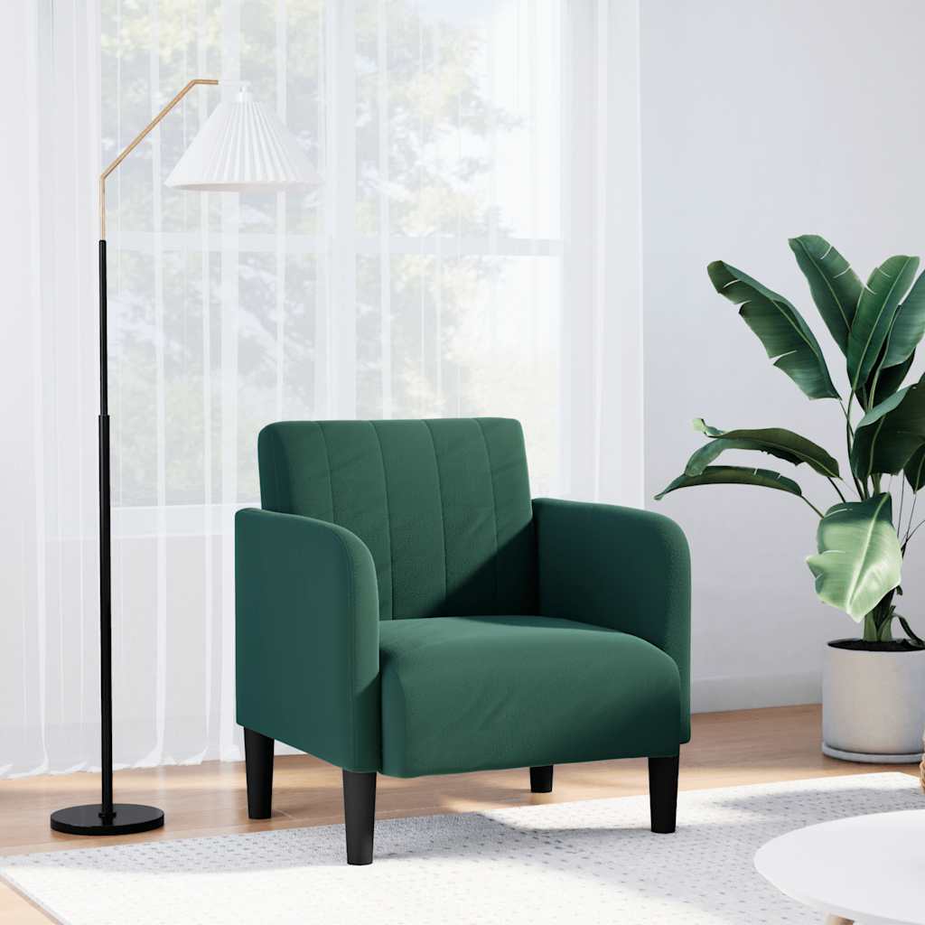 vidaXL Fauteuil met armleuningen 54 cm fluweel donkergroen - Aashly