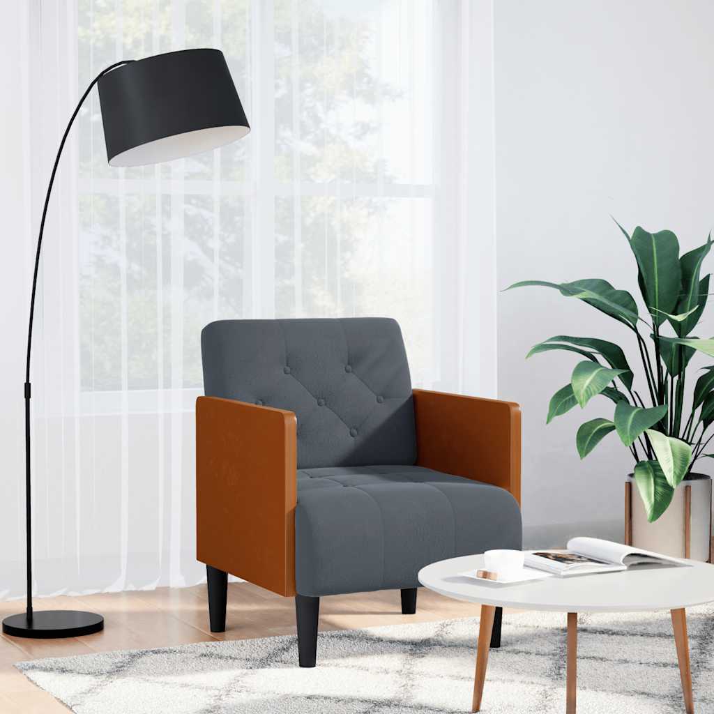 vidaXL Fauteuil met armleuningen 55 cm fluweel donkergrijs - Aashly