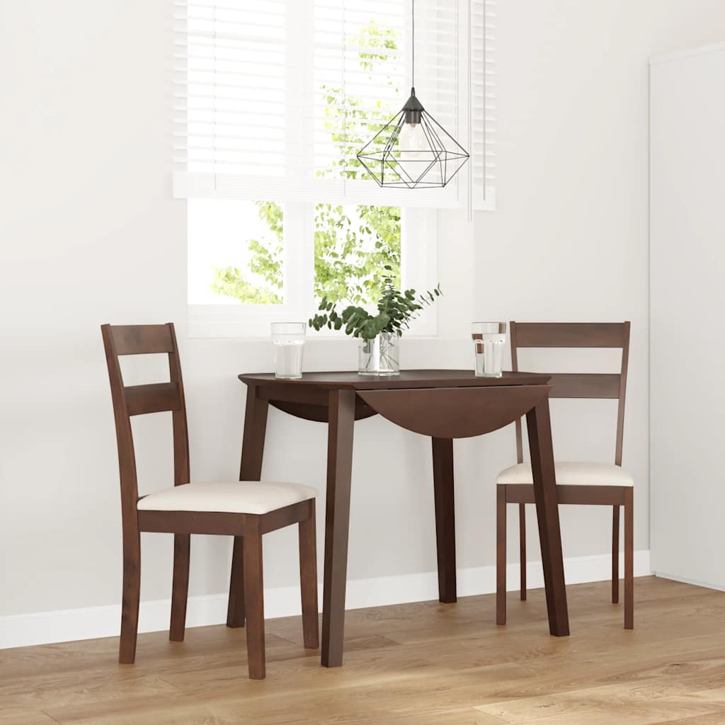 vidaXL Eetkamerstoelen met kussens 2 st massief hout rubber wit - Aashly